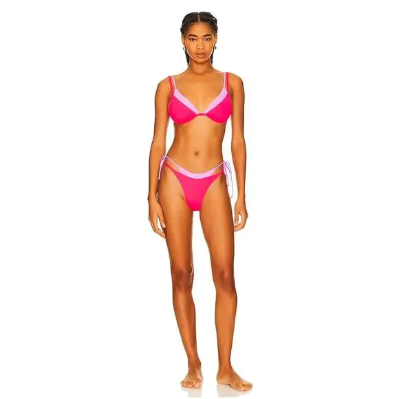 Two Tone Underwire L*Space Seam-free Fused Zendaya Bikini Top Pink Lilac sz S